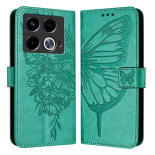 For Infinix Note 40 Embossed Butterfly Leather Phone Case(Green)