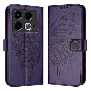For Infinix Note 40 Embossed Butterfly Leather Phone Case(Dark Purple)