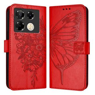 For Infinix Note 40 Pro 4G Embossed Butterfly Leather Phone Case(Red)