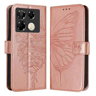 For Infinix Note 40 Pro 4G Embossed Butterfly Leather Phone Case(Rose Gold)