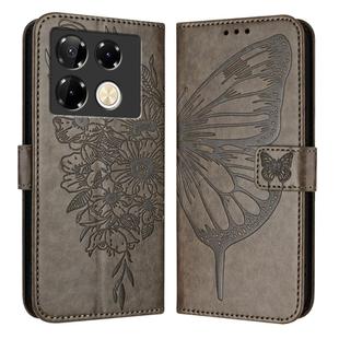 For Infinix Note 40 Pro 5G Embossed Butterfly Leather Phone Case(Grey)