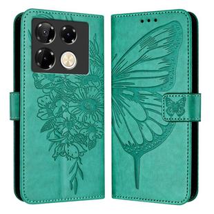 For Infinix Note 40 Pro 5G Embossed Butterfly Leather Phone Case(Green)