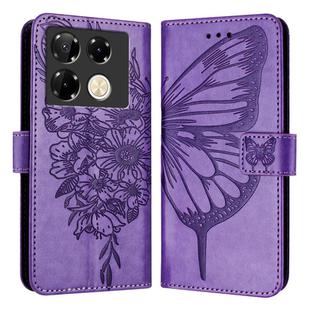 For Infinix Note 40 Pro 5G Embossed Butterfly Leather Phone Case(Light Purple)