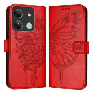 For Infinix Smart 7 India / 7 HD / 7 Plus Embossed Butterfly Leather Phone Case(Red)