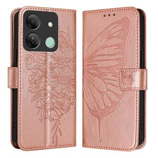 For Infinix Smart 7 India / 7 HD / 7 Plus Embossed Butterfly Leather Phone Case(Rose Gold)
