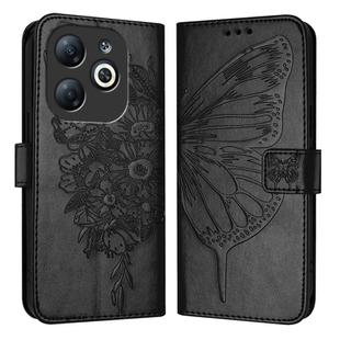 For Infinix Smart 8 Embossed Butterfly Leather Phone Case(Black)