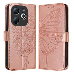 For Infinix Smart 8 Embossed Butterfly Leather Phone Case(Rose Gold)