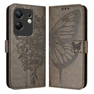 For Infinix Zero 30 4G Embossed Butterfly Leather Phone Case(Grey)