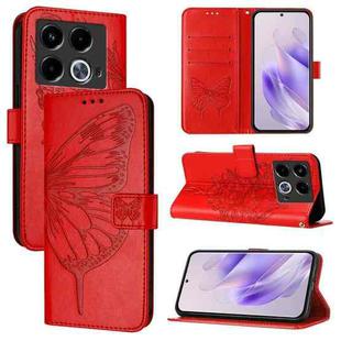 For Infinix Note 40 5G Embossed Butterfly Leather Phone Case(Red)