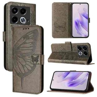 For Infinix Note 40 5G Embossed Butterfly Leather Phone Case(Grey)
