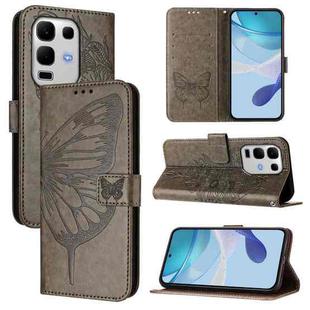 For Infinix Note 50s Embossed Butterfly Leather Phone Case(Grey)