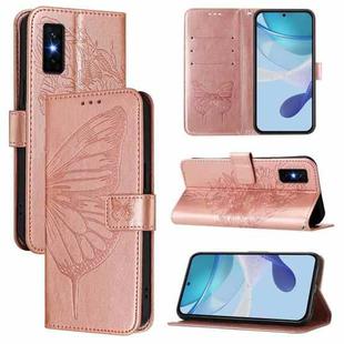 For Infinix GT 30 Pro Embossed Butterfly Leather Phone Case(Rose Gold)