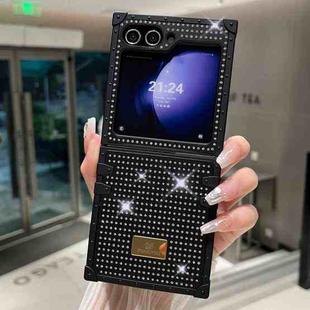 For Samsung Galaxy Z Flip3 5G PC Full Diamond Shockproof Folding Phone Case with Swan Logo(Black)