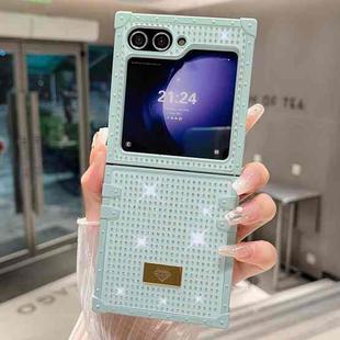 For Samsung Galaxy Z Flip4 5G PC Full Diamond Shockproof Folding Phone Case with Diamond Logo(Blue)