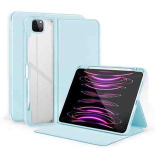 For iPad Air 13 2024 / Pro 12.9 2022 2-Fold Clear Acrylic Leather Tablet Case(Ice Blue)