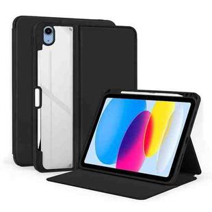 For iPad 10th Gen 10.9 2022 2-Fold Clear Acrylic Leather Tablet Case(Black)