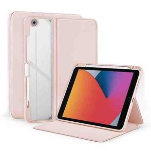 For iPad 10.2 2021 / 2020 2-Fold Clear Acrylic Leather Tablet Case(Baby Pink)