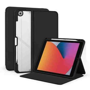 For iPad 10.2 2021 / 2020 2-Fold Clear Acrylic Leather Tablet Case(Black)