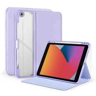 For iPad 10.2 2021 / 2020 2-Fold Clear Acrylic Leather Tablet Case(Light Purple)