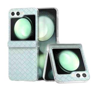 For Samsung Galaxy Z Flip5 5G 3 in 1 Woven Texture Frosted Translucent Frame PU Phone Case(Light Green)