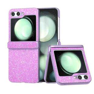 For Samsung Galaxy Z Flip5 Glitter Powder Diamond Paint Shockproof Phone Case(Dark Pink)