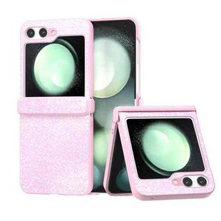 For Samsung Galaxy Z Flip5 Glitter Powder Diamond Paint Shockproof Phone Case(Glitter Pink)
