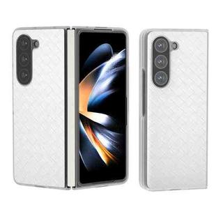 For Samsung Galaxy Z Fold5 5G Woven Texture Frosted Translucent Frame PU Phone Case(White)