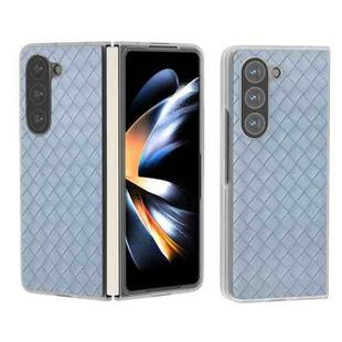 For Samsung Galaxy Z Fold5 5G Woven Texture Frosted Translucent Frame PU Phone Case(Light Blue)
