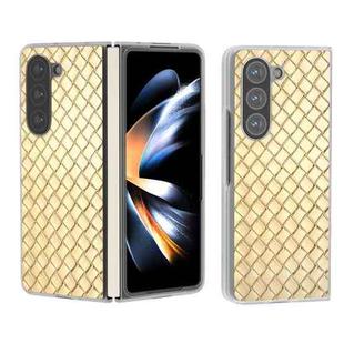 For Samsung Galaxy Z Fold6 5G Woven Texture Frosted Translucent Frame PU Phone Case(Gold)