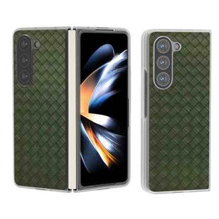 For Samsung Galaxy Z Fold6 5G Woven Texture Frosted Translucent Frame PU Phone Case(Green)