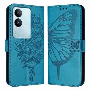 For vivo V29 5G Global / V29 Pro Embossed Butterfly Leather Phone Case(Blue)