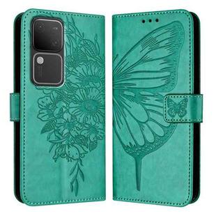 For vivo V30 5G/V30 Pro 5G Global Embossed Butterfly Leather Phone Case(Green)