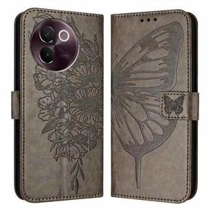 For vivo V30e 5G Global Embossed Butterfly Leather Phone Case(Grey)