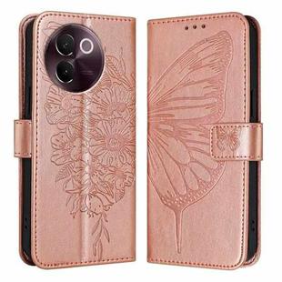 For vivo V30e 5G Global Embossed Butterfly Leather Phone Case(Rose Gold)