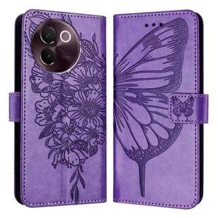 For vivo V30e 5G Global Embossed Butterfly Leather Phone Case(Light Purple)