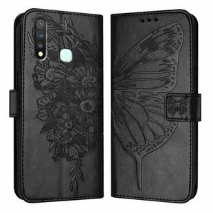 For vivo Y19/Y5s/U3/U20/Z5i Embossed Butterfly Leather Phone Case(Black)