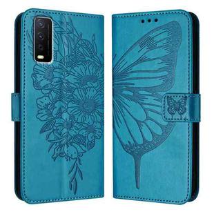 For vivo Y20/Y20a/Y20i/Y20s/Y20g/Y11s Embossed Butterfly Leather Phone Case(Blue)