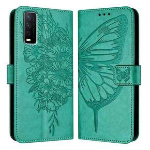 For vivo Y20/Y20a/Y20i/Y20s/Y20g/Y11s Embossed Butterfly Leather Phone Case(Green)