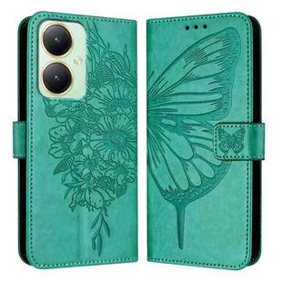 For vivo Y27 4G Global Embossed Butterfly Leather Phone Case(Green)