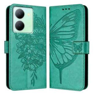 For vivo Y36 4G/Y36 5G Global/Y36 4G India Embossed Butterfly Leather Phone Case(Green)