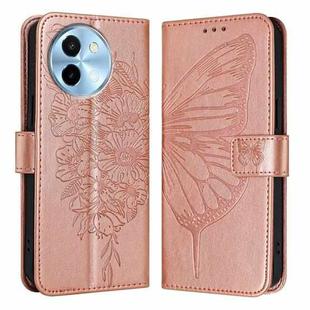 For vivo Y38 5G Embossed Butterfly Leather Phone Case(Rose Gold)