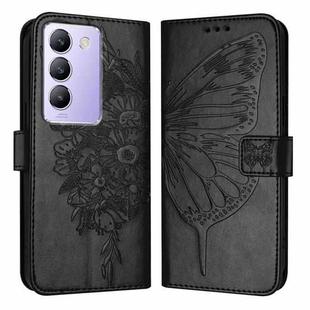 For vivo Y100 5G IDN / Y200e 5G Global Embossed Butterfly Leather Phone Case(Black)
