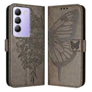 For vivo Y100 5G IDN / Y200e 5G Global Embossed Butterfly Leather Phone Case(Grey)