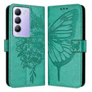 For vivo Y100 5G IDN / Y200e 5G Global Embossed Butterfly Leather Phone Case(Green)