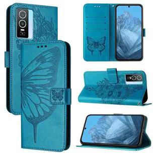 For vivo Y76 5G Embossed Butterfly Leather Phone Case(Blue)