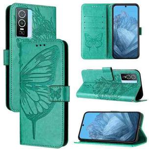 For vivo Y76 5G Embossed Butterfly Leather Phone Case(Green)