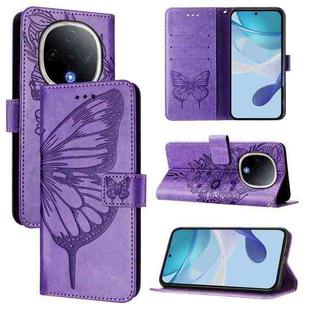 For vivo Y300 Embossed Butterfly Leather Phone Case(Light Purple)