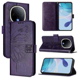 For vivo Y300 Embossed Butterfly Leather Phone Case(Dark Purple)