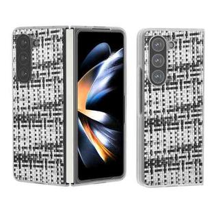 For Samsung Galaxy Z Fold5 5G Colorful Rhombic Texture Frosted Translucent Frame PU Phone Case(Black White)