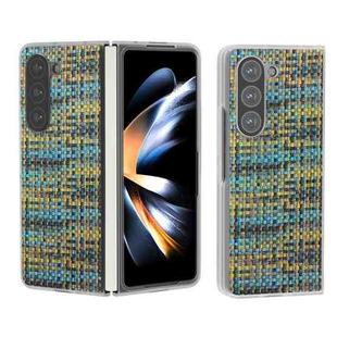 For Samsung Galaxy Z Fold5 5G Colorful Rhombic Texture Frosted Translucent Frame PU Phone Case(Gold)